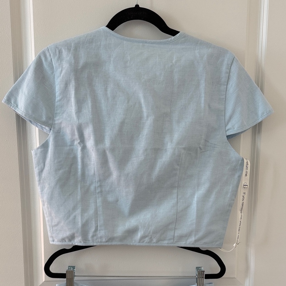 Vita Grace Rossala Linen Button Top and Skirt in Sky Blue - Size Large NWT - Picture 4 of 9